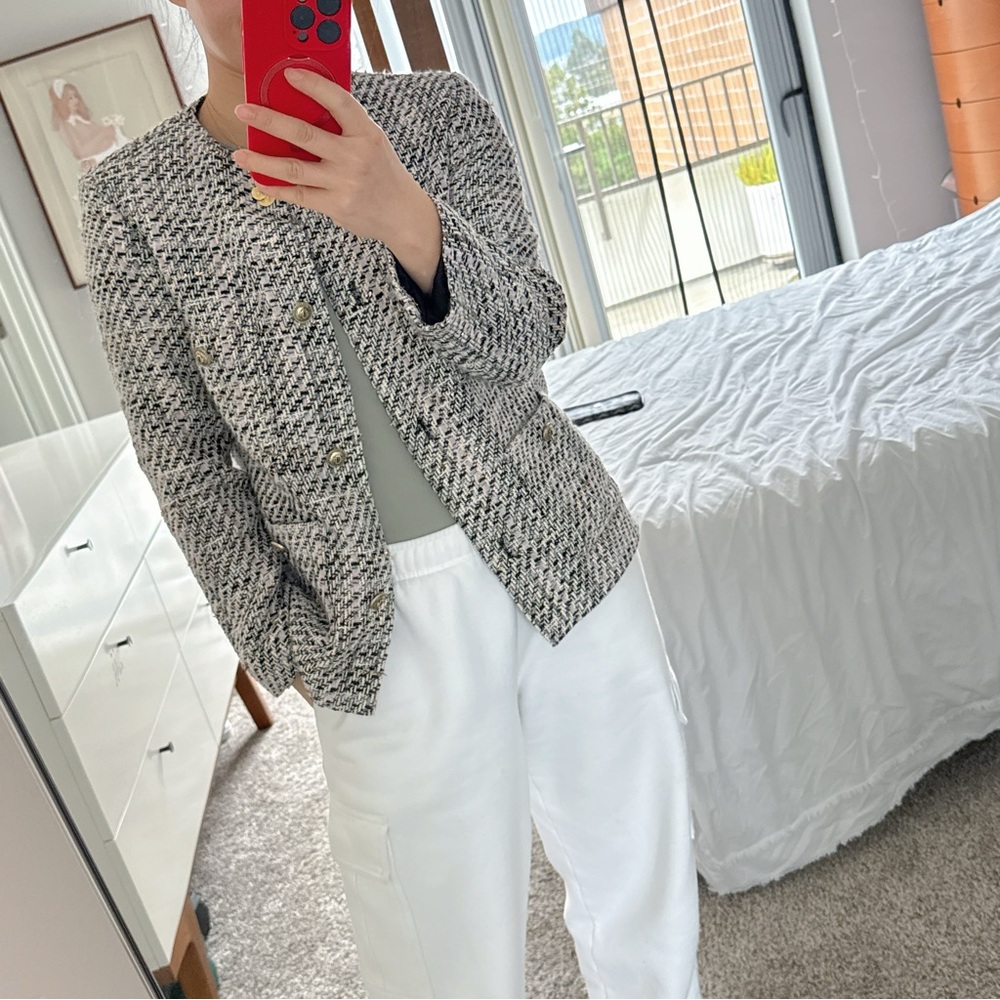Maje Tweed Jacket - Beige pink hint